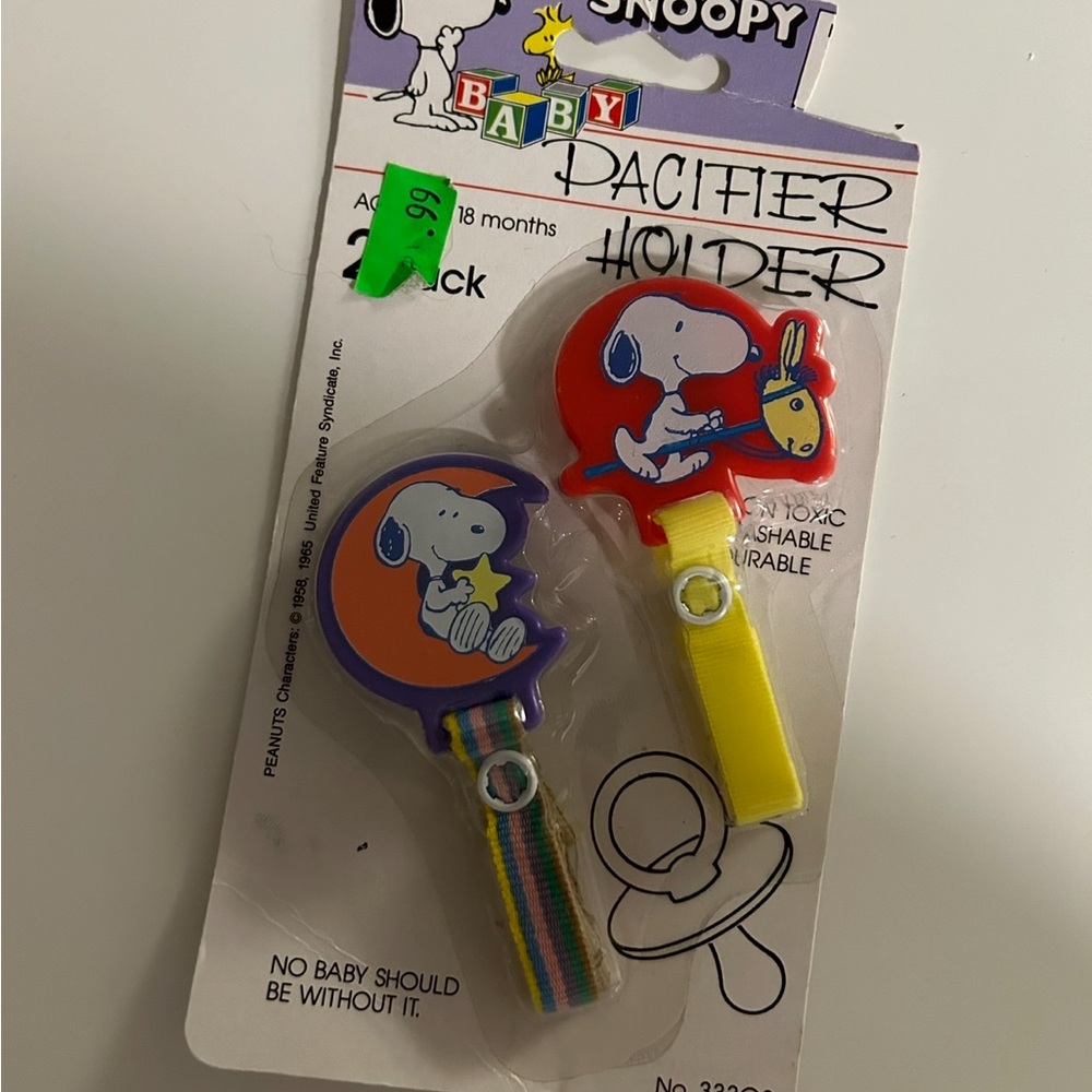 Vintage Snoopy Baby Pacifier Holder Set (1985)